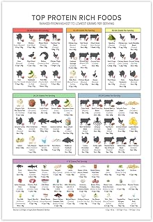 Rich Protein Chart Wall Art Top Protein Rich Foods Poster Diet Meal Planning Healthy Nutritional Food Wall Art High Proteins Guide12x18inch Unframed