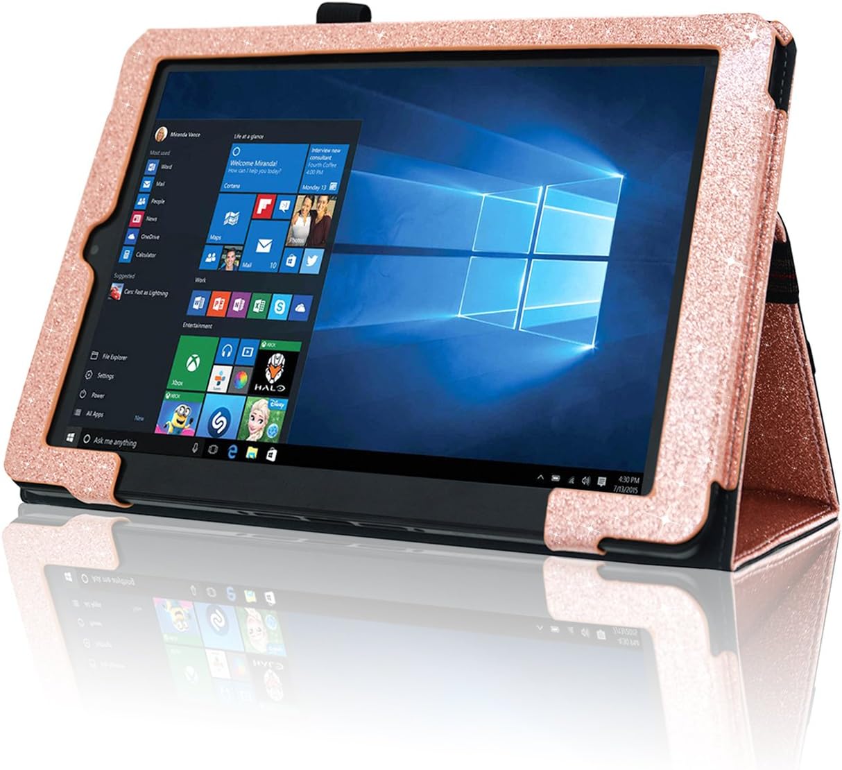 ACdream RCA Cambio W101 Case, Protective Premium PU Leather Cover Case for RCA 10.1" 2in1 Tablet 32GB Quad Core Windows 8.1/10.1 Tablet Model W101 (2015 Version), Rose Gold Star of Paris