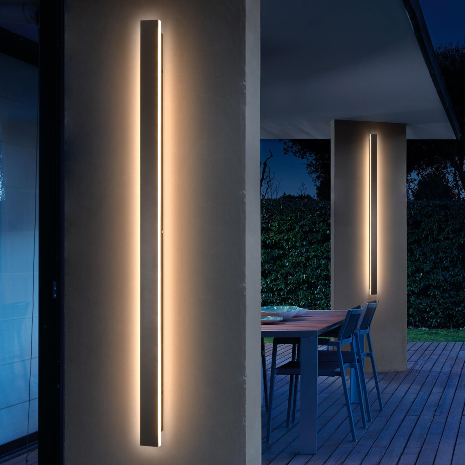 AioTio Modern Outdoor Lights,2pack 59inch Long Outdoor LED Garage Wall Lighting Fixtures,3000K Exterior Linear Wall Sconce Black Patio Wall Light Fixtures for Porch,Living Room,Corridor