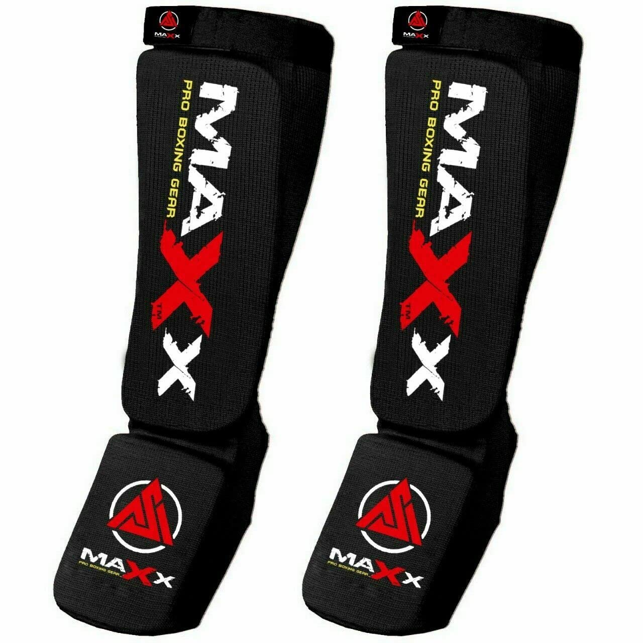 MAXX Shin Instep Pad Leg Foot Guards Muay Thai Kick Boxing Guard Protector Eva Foam Comes in Pair (XL, Black) โ image 1