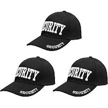 Security Hat Baseball Cap - Gold or White Embroidery Security Front, Bill & Back - Adjustable Size