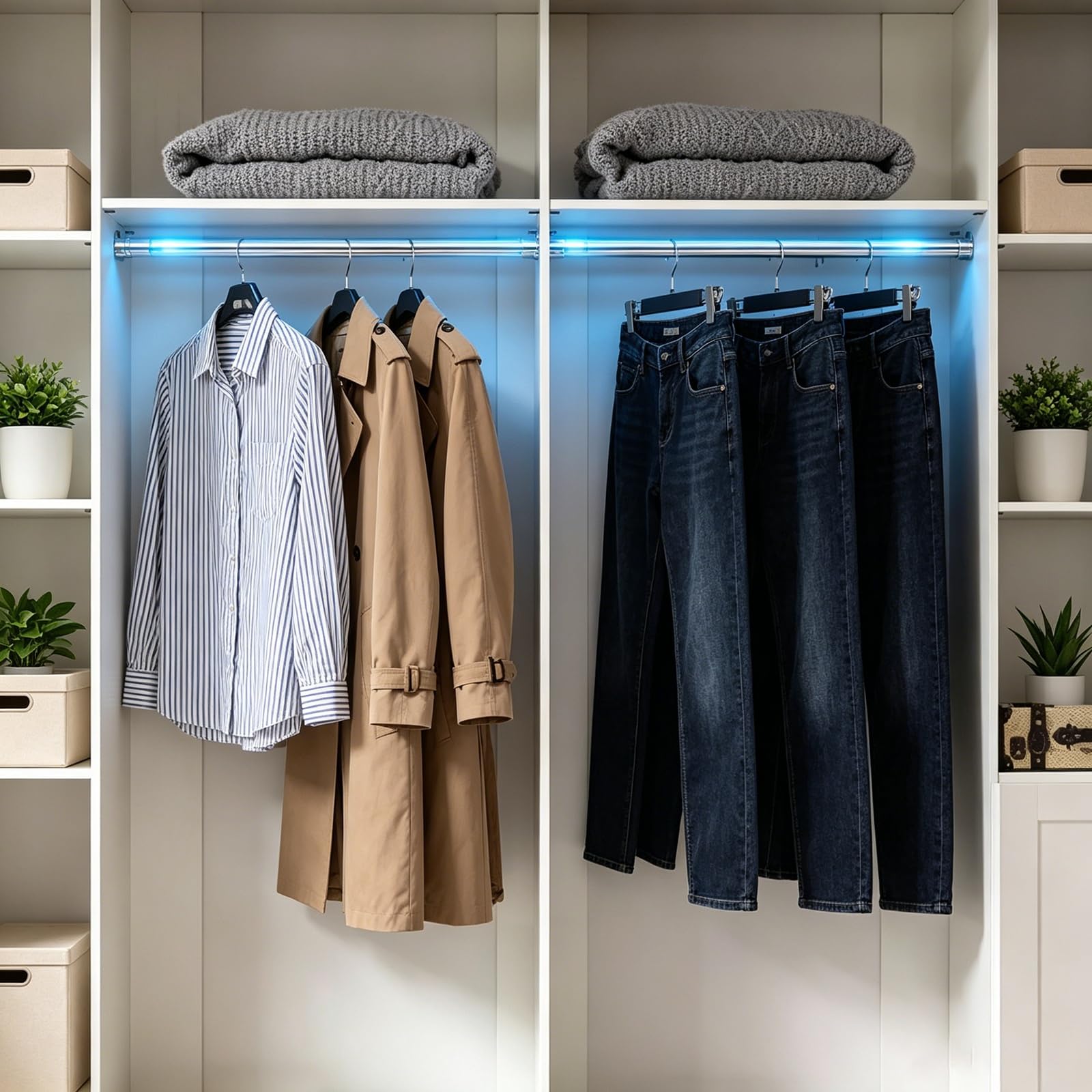 Drill-Free Telescopic Clothes Hanging Rod, Silver Extendable Wardrobe Pole for Small Space