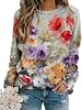 Akivide Womens Long Sleeve Flower and Landscape Print Sweatshirt Casual Fall Loose Crewneck Pullover Tops