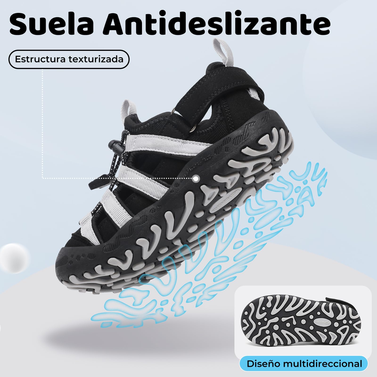 Mishansha Sandalias Deportivas para Niños con Puntera Cerrada Zapatos de Verano para Playa Senderismo Sandalias Tallas 26-38 — view 7