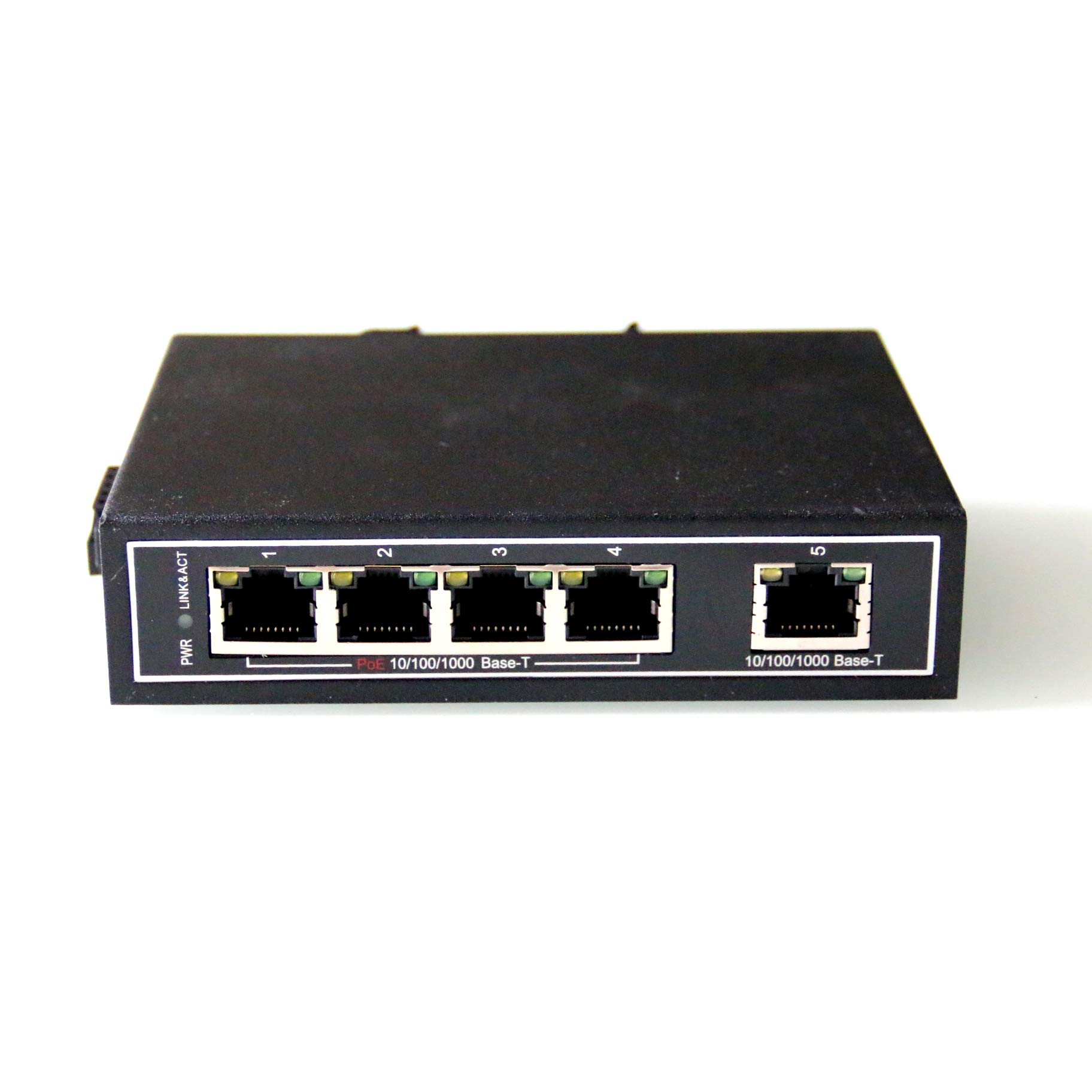 WIWAV WDH-5GT-POE 10/100/1000Mbps Unmanaged 5-Port PoE Industrial Ethernet Switches with DIN Rail/Wall-Mount (UL Listed,Fanless,-30℃~75℃)