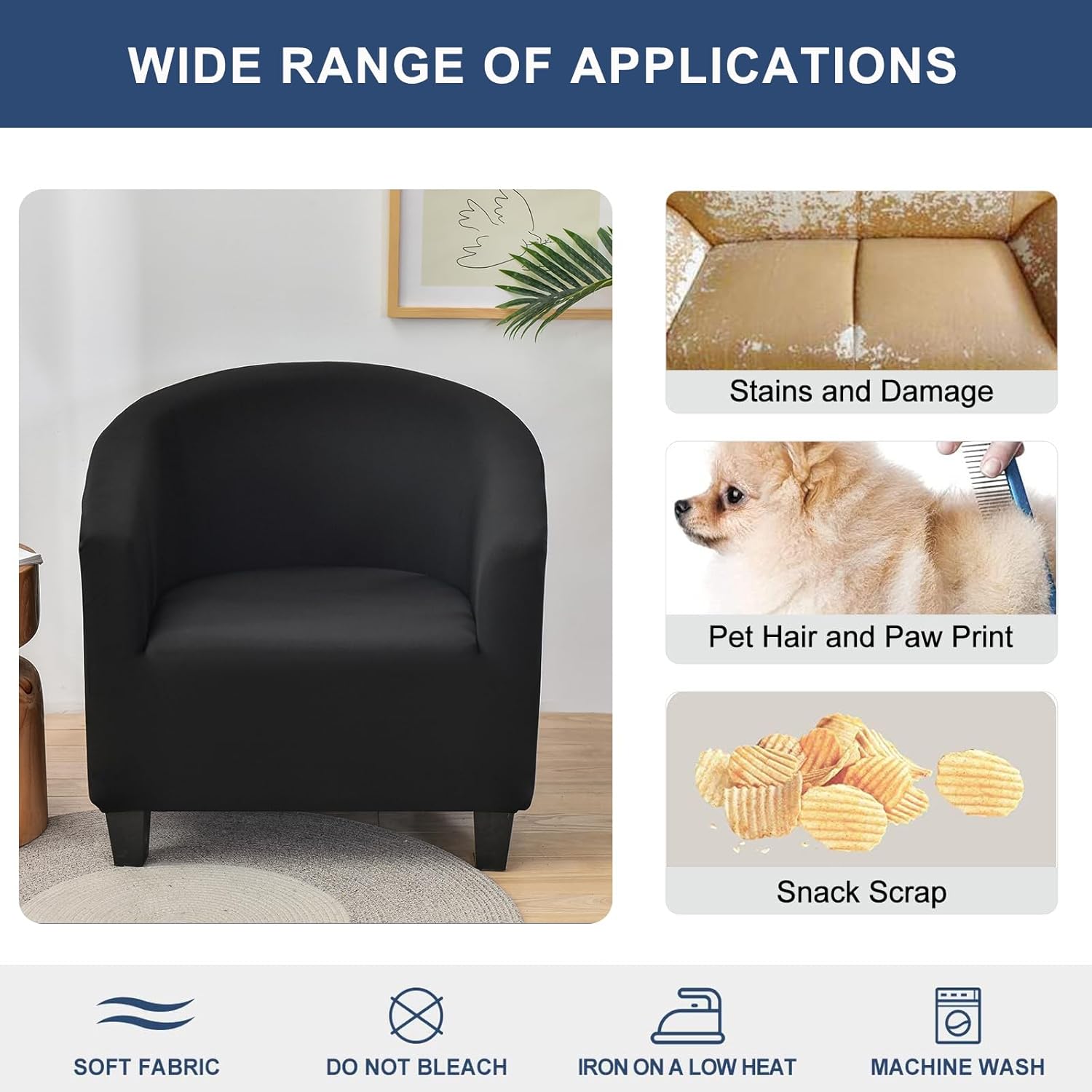 NILUOH Club Chair Slipcover Stretch Tub Chair Cover Barrel Chair Covers Armchair Covers Sofa Cover Furniture Protector for Living Room (02)