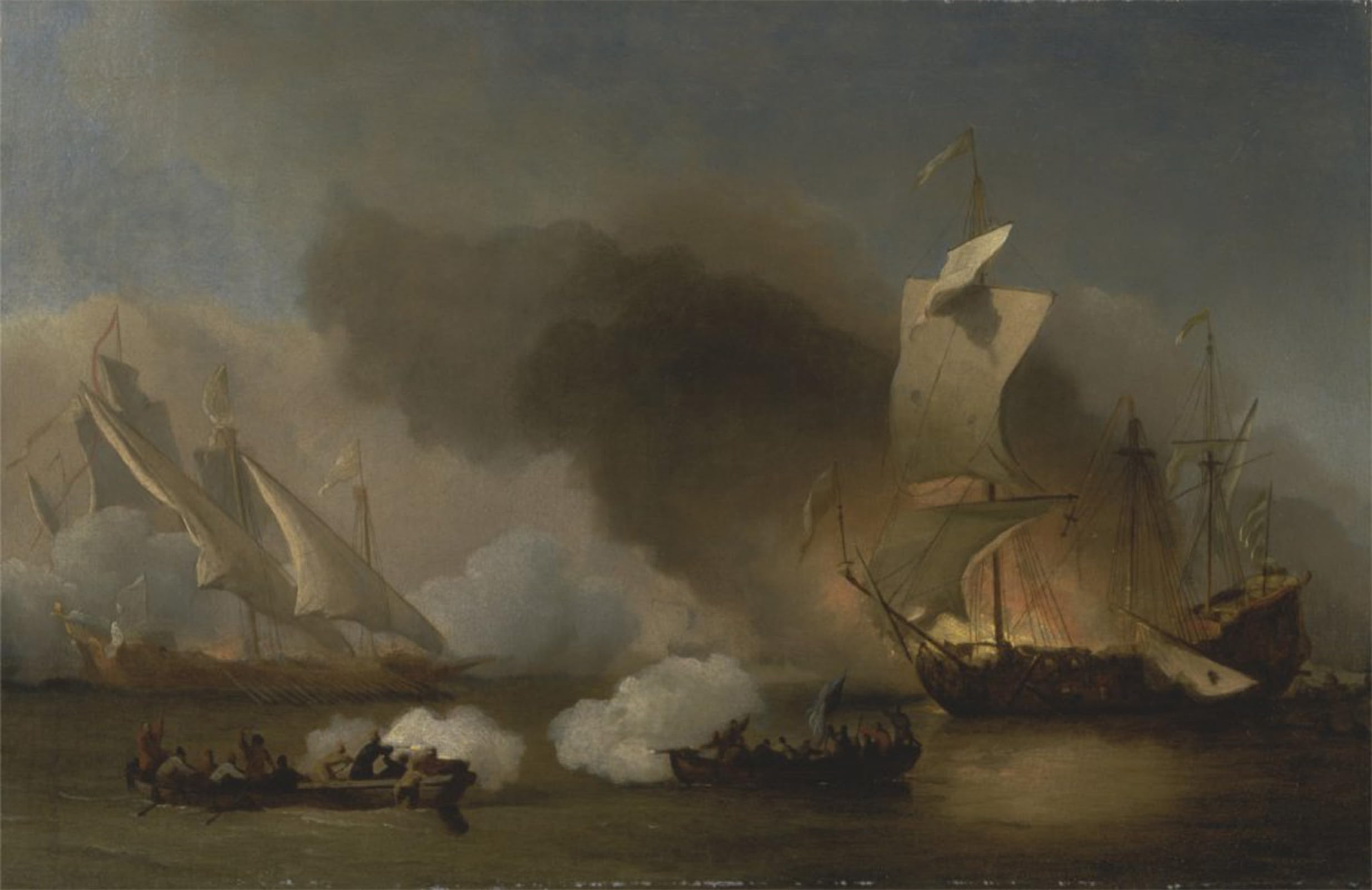 RZHRHJES Vintage Wall Art Picture on Canvas Wall Art Poster an Action Between English Ships by Willem Van De Velde the Younger Canvas Poster for Home Decor 60x90cm