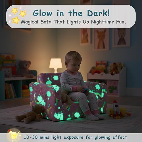 Miniatura 8 de Tiita Silla Sofá para Niños, Silla Cómoda Plegable para Niños Pequeños, Sofá de Felpa 2 en 1 Desplegable para Niños, Sofá con Reposabrazos de Bebé a