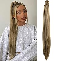 Vista 39 de SEIKEA Extensión de cola de caballo con clip alrededor de la cola de caballo larga y recta, extensión de pelo sintético para mujer, 26 pulgadas
