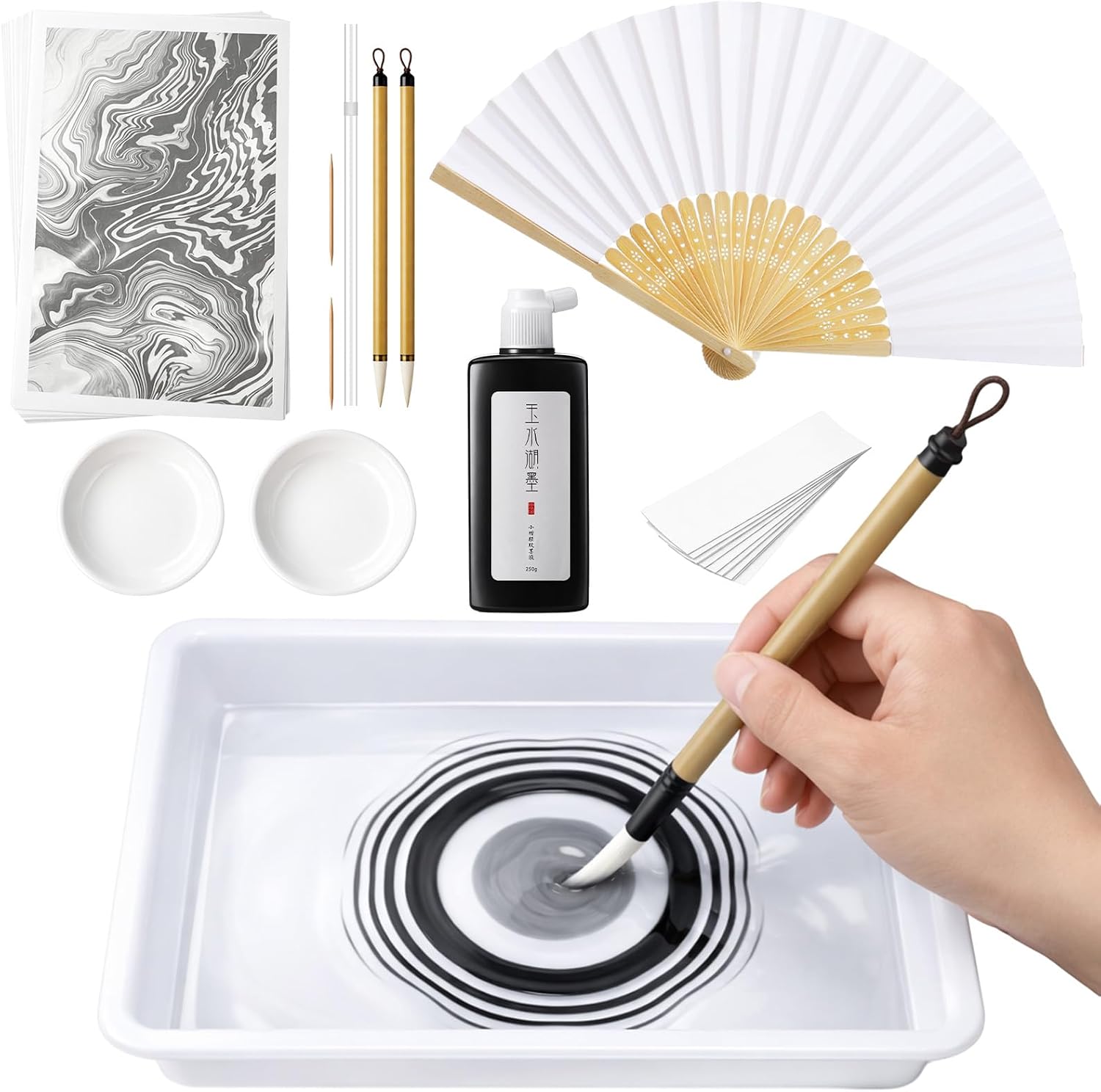ReliThick 50 Pcs Water Marbling Paint Kit, Suminagashi Painting Craft