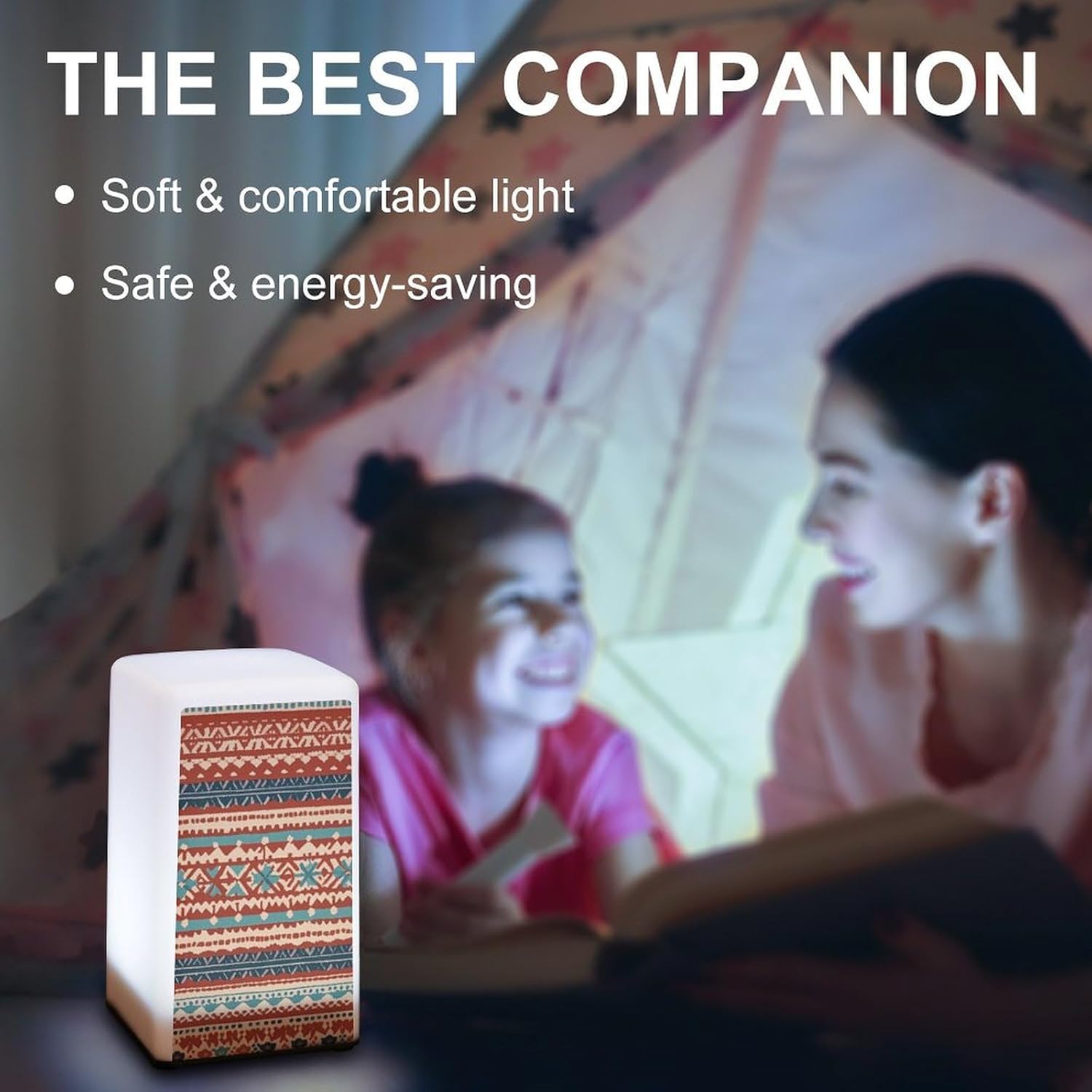 Desk Lamp Table Lamp with 2 Lighting Modes Battery Operated Boho Linen Stripe Jacquard Reading Lamp for Bedroom Nightstand