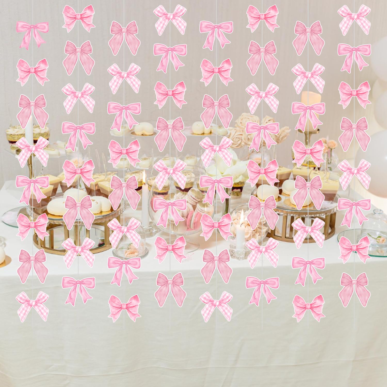 Rosa Schleifen Party-Dekoration Set – Inkl. Girlande, Banner, Wirbel & Cupcake-Topper Für Mädchengeburtstag