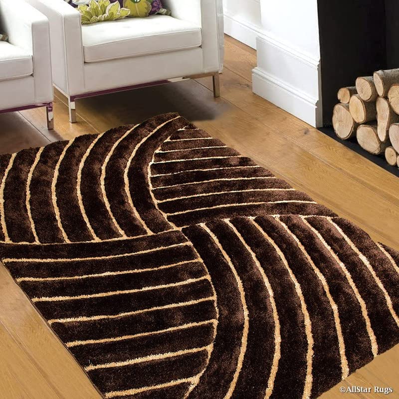 Image of Sifa Carpet Hand Woven Shaggy Soft and Fluffy Carpet with 2 Inch Pile Height for Living Room (Brown Color 4x6 Feet)