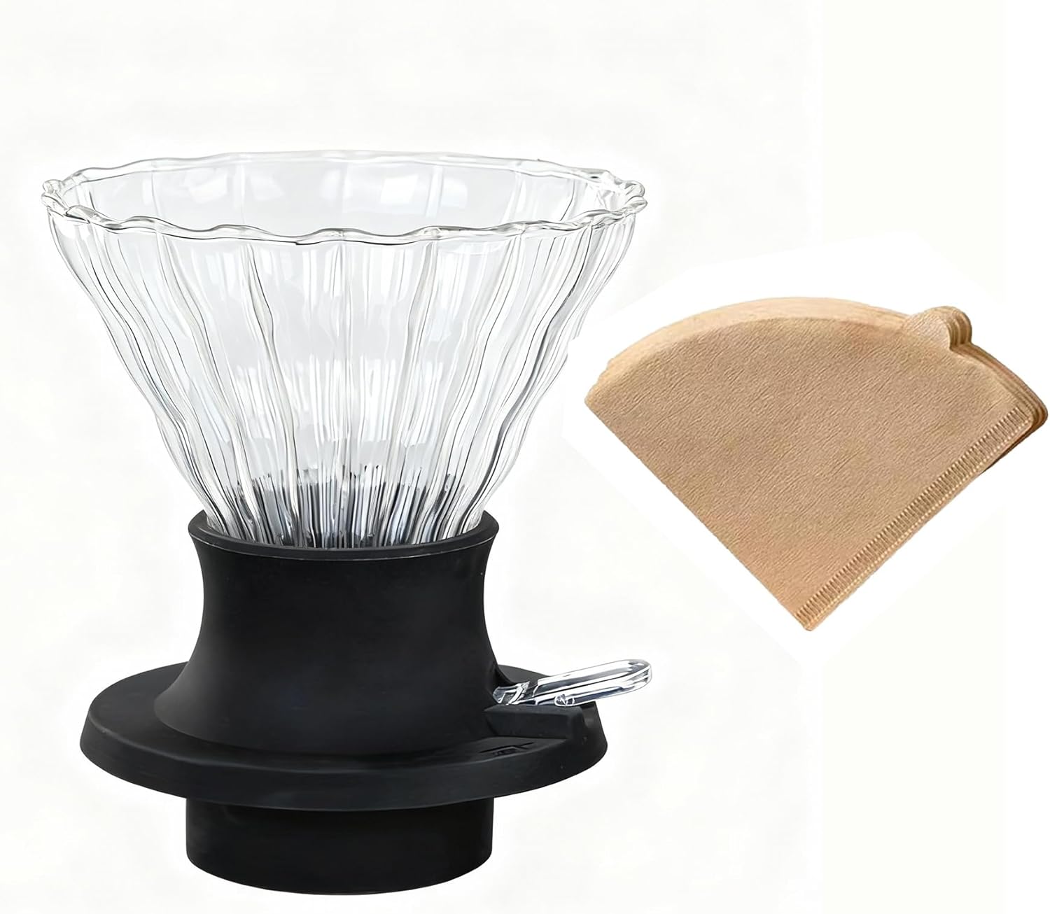 BeeCa Clever Switch-Style Coffee Dripper – One-Touch Immersion & Pour Over Hybrid Brewer, V60 Glass with Leak-Proof Seal, Easy to Clean, Perfect for Home, Office, and Beginner Baristas