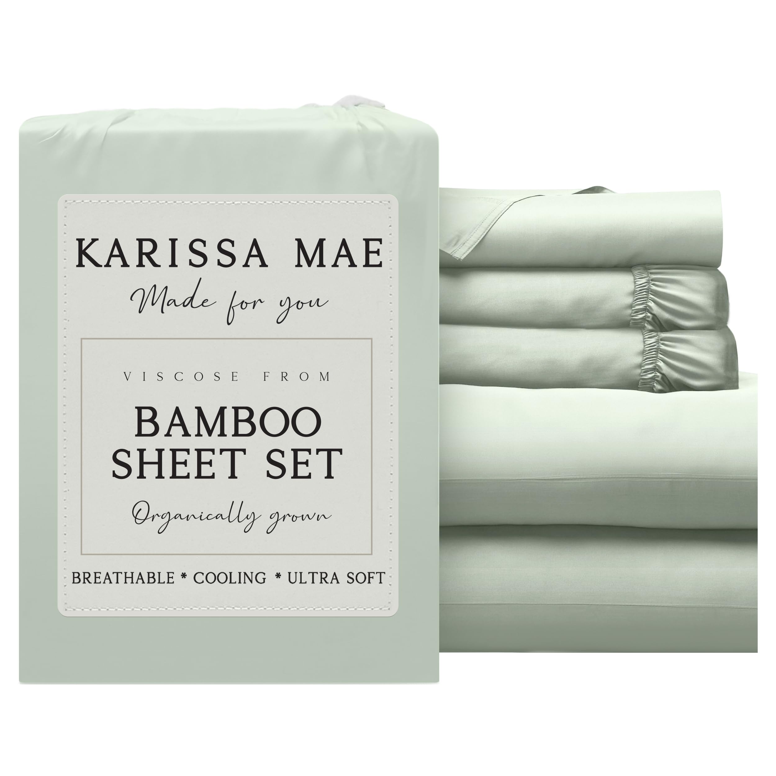 KARISSA MAE Luxury Bamboo Viscose Split King Size Sheet Set, FSC Certified