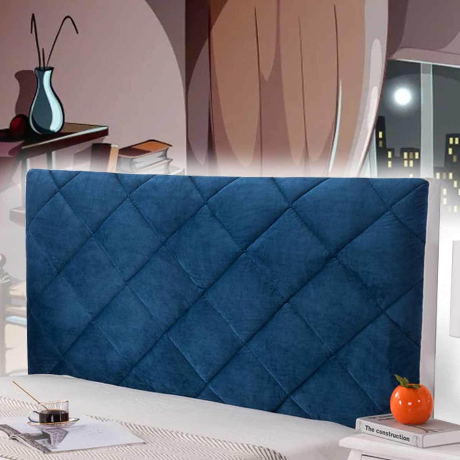 Copritesta Letto Matrimoniale Imbottito Copri Testiera Letto Singolo Fodera Elastica Protezione, Coprire Antipolvere per Legno/Ferro/Pelle Copertura Testiera Letto,blu-190cm