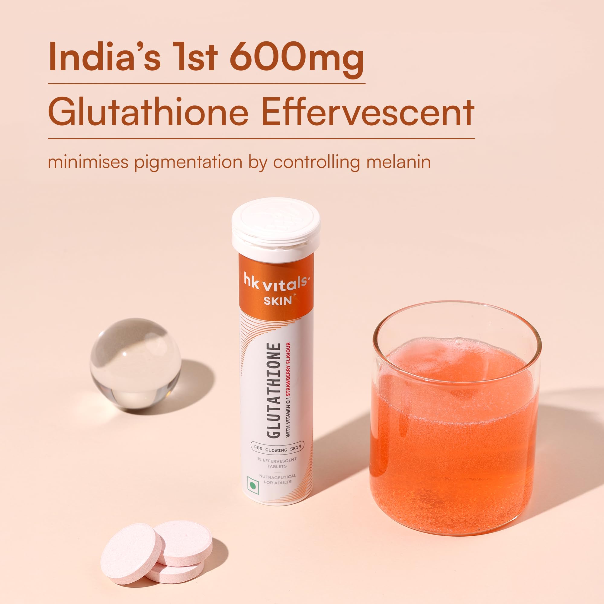 hk vitals Glutathione, Strawberry, 15 Effervescent Tablets — Amazon image 4