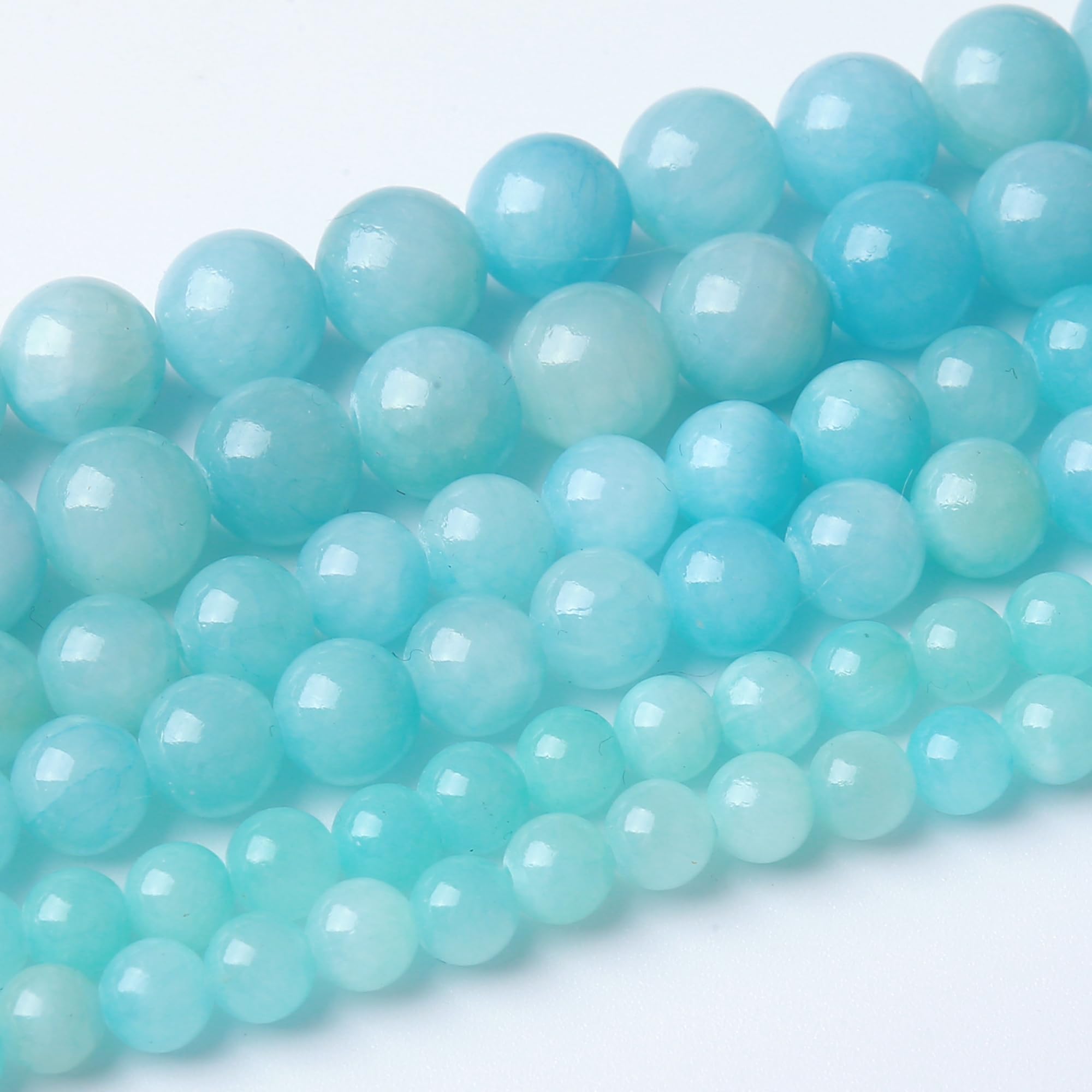 12MM Azure Beige Jade Round Loose Beads Natural Gem Beads Crystal Energy Stone Beads for Jewelry Making DIY Bracelet Necklace