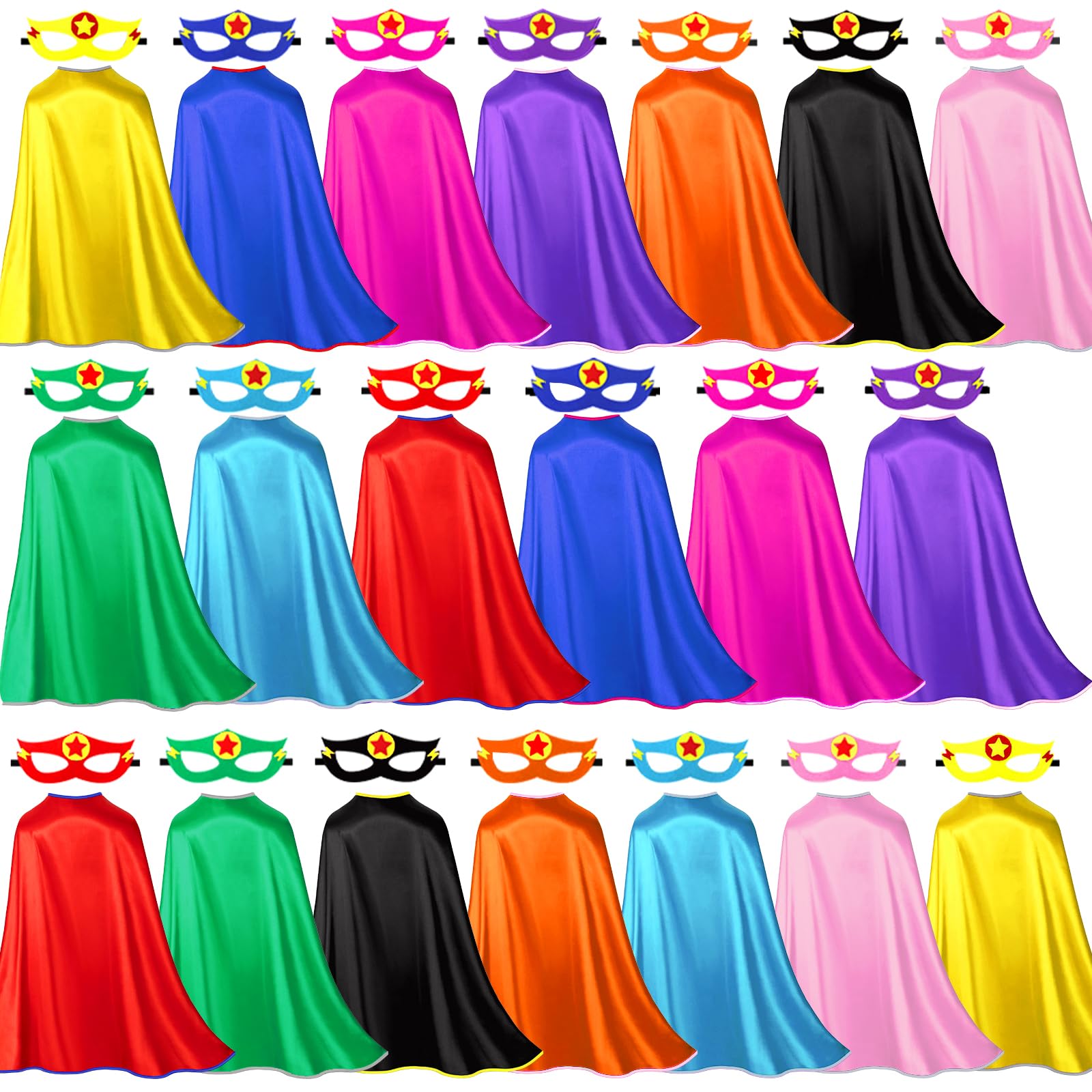 iROLEWIN Bulk Superhero-Capes for Kids Super Hero Capes and Masks 20 Pack Toddler Dress-up Birthday Party Day School Costume