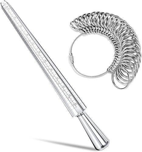 NuLink - Herramienta de medición de anillo, mandril de anillo de aluminio de doble medición, anillos de metal, kit de herramientas ajustador para