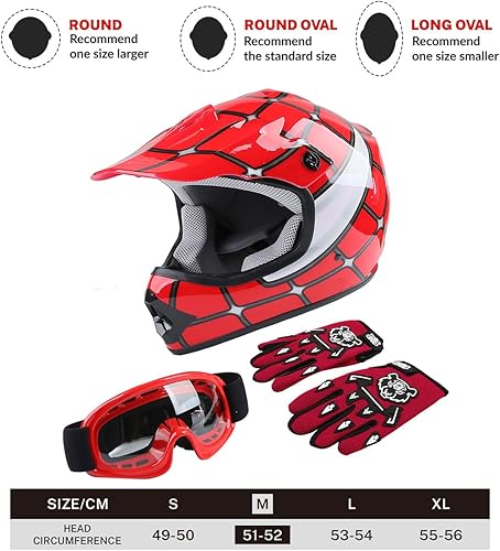 Miniatura 3 de TCT-MOTORPARTS - Casco de motocross (BMX MX) de cara completa para niños y jóvenes, carreras en moto todoterreno, de carretera, cuatrimoto (ATV),
