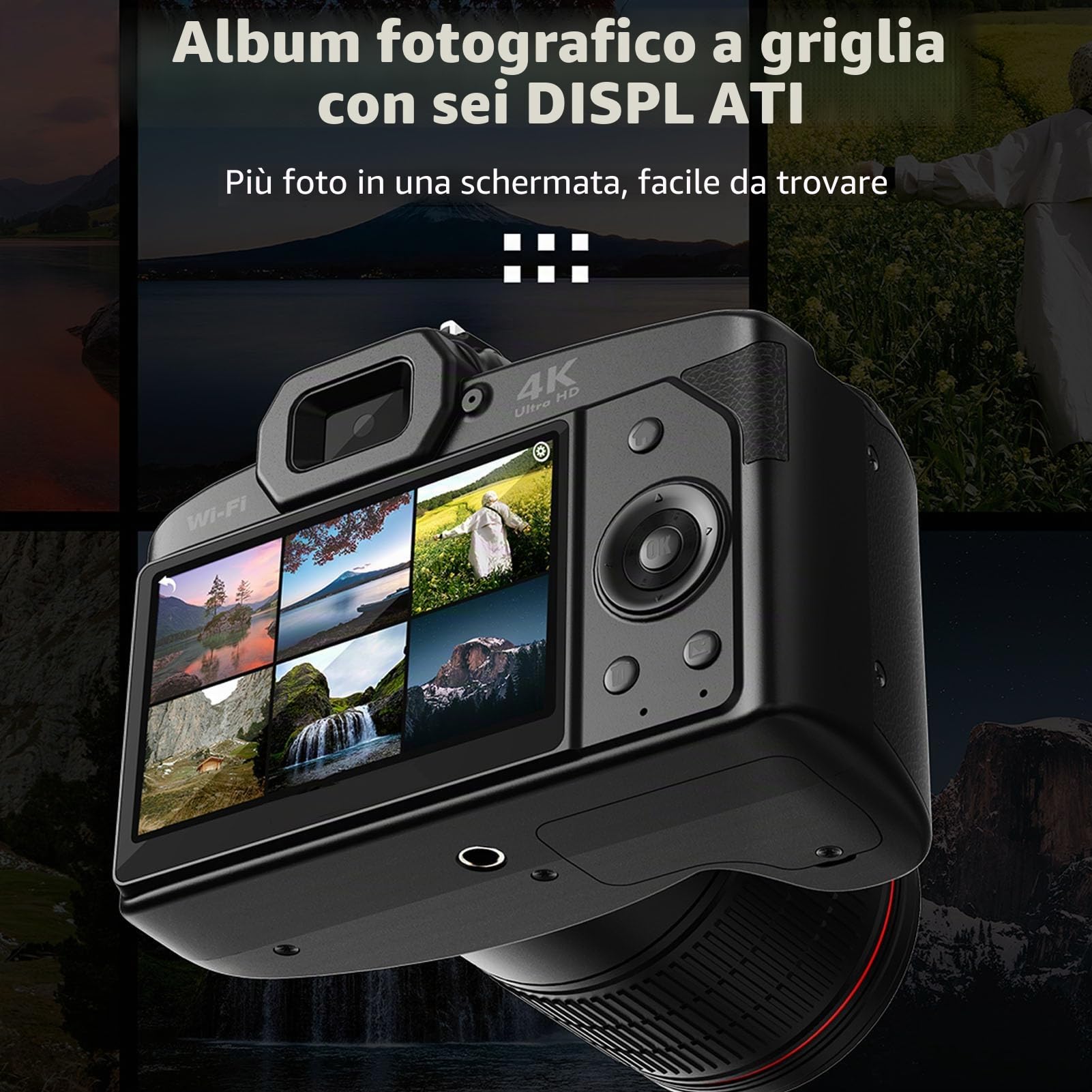 Fotocamera Digitale, 4K 64Mp 16X Zoom Hd Camera, Macchina Fotografica Portatile con Visione Notturna per Adolescenti, Studenti, Bambini, Ragazze, 3,0 Pollici Schermo Ips