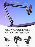 Vista 4 de InnoGear Soporte de micrófono con brazo de brazo para Blue Yeti HyperX QuadCast SoloCast Snowball Fifine Shure SM7B y otros micrófonos, brazo