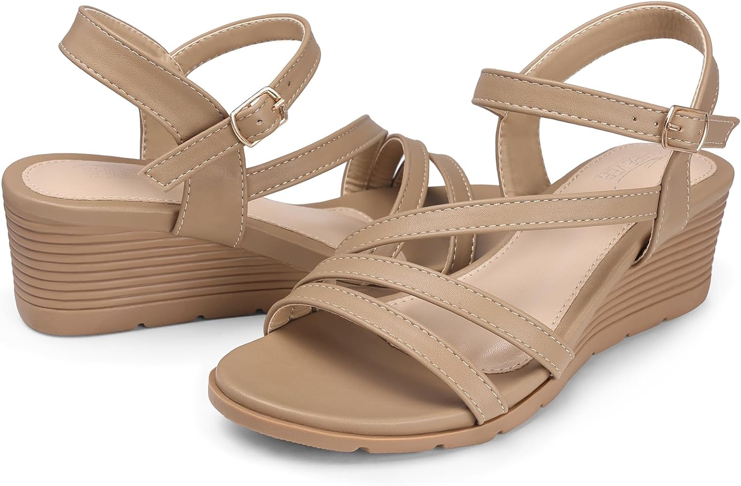 SHIBEVER Wedge Sandals for Women Dressy: Summer Low Wedges Womens Comfortable Open Toe Sandal