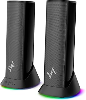 Nylavee Desktop PC Speakers with RGB Lights - Immersive Sound, USB-C Powered, Plug & Play for Laptop Monitor Gaming