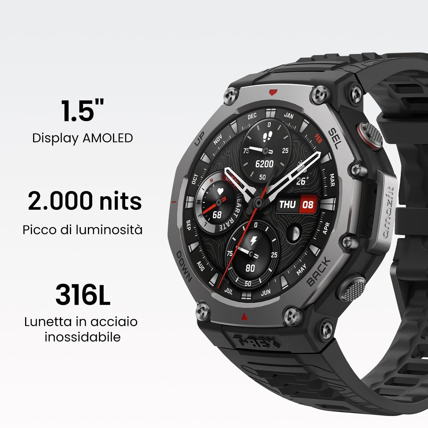 Amazfit T-Rex 3 Outdoor Smartwatch 48mm Display AMOLED, Mappe & Navigazione Offline,6 Sistemi Satellitari Dual Band GPS, 27 Giorni di Durata Batteria,Pagamento NFC, 170+ Modalità Sport per Avventura