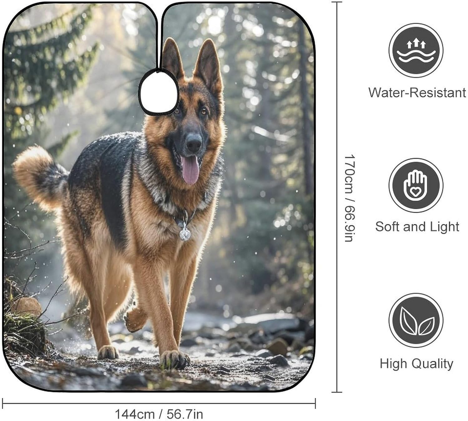 German Shepherd Dog Hair Stylist Apron Waterproof Barber Cape | Hair Cutting Cape Lightweight for Men and Women with Adjustable Snap Closure,Soft,Durable,for Barber and Home 56.7*66.9 Inch