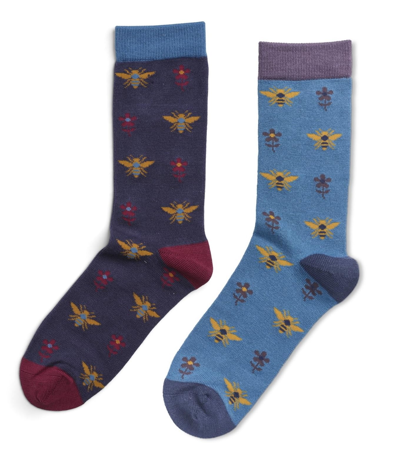 Lilyrosa Women's Blue Lilyrosa® Bee Socks Girls Size 4 To 7 Bamboo Mix (Pack Of 2) Bees