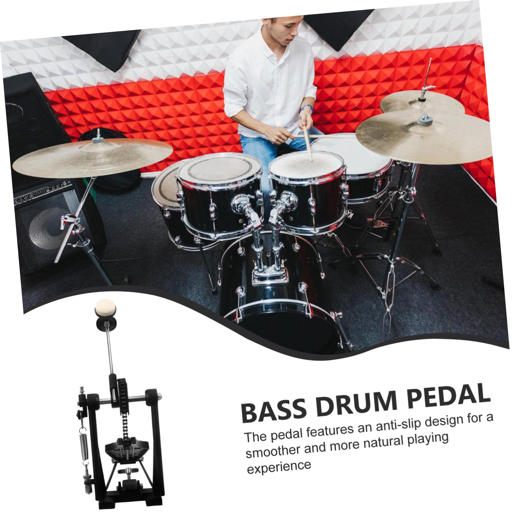 Pedale e Base Allargata in Lega di Alluminio Design Antiscivolo Molla Regolabile per Cassa per Tecnica di Pedalata Jazz e Batteria Elettronica
