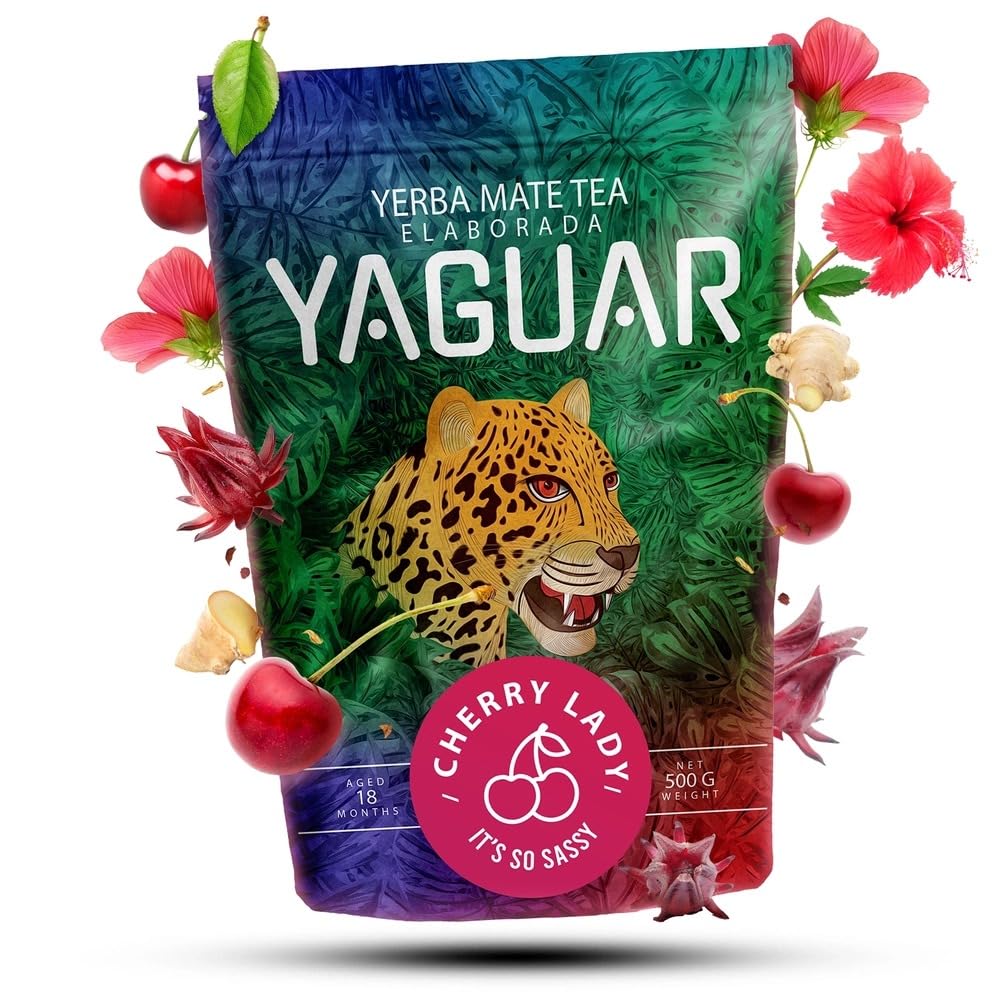 Yaguar Mate Tee Set 1.5kg - Yerba Mate Citrus Bomb, Guarana, Cherry Lady 3x500g - Luftgetrocknet, 18 Monate Gereift für Milden Geschmack - Hoher Koffeingehalt - 100% Natur