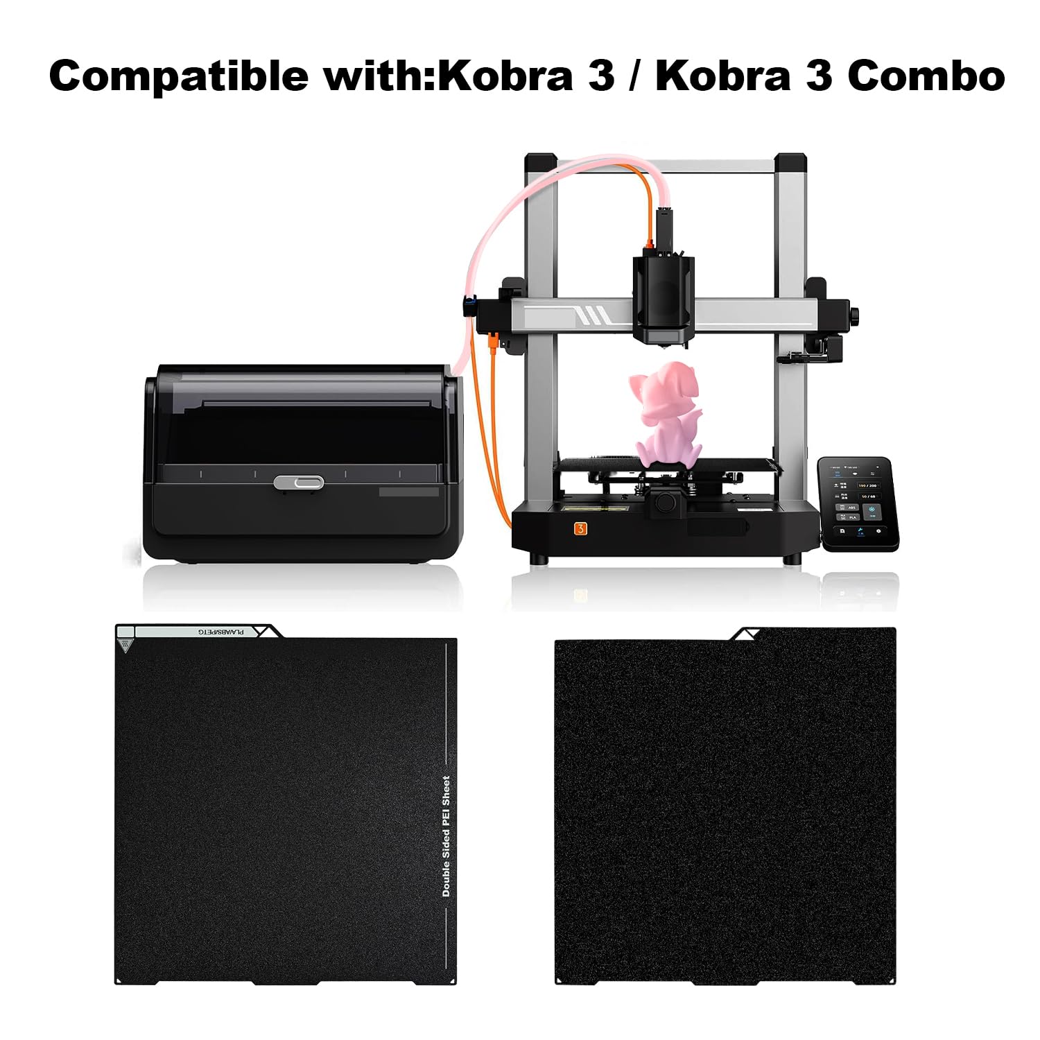 Kobra 3 platforma magnetyczna PEI ze stali sprężynowej, obustronnie strukturyzowana elastyczna płyta konstrukcyjna, elastyczna płyta do drukarki 3D Anycubic Kobra 3, Kobra 3 Combo