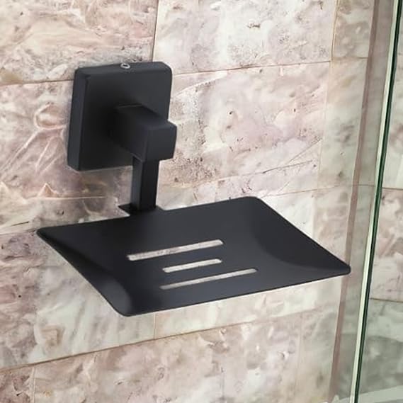 LUXIUR Wash Basin Dish Soap Holder for Bathroom and Kitchen Sink, Stainless Steel Holder for Wall Mount, 304 Grade, Black Finish