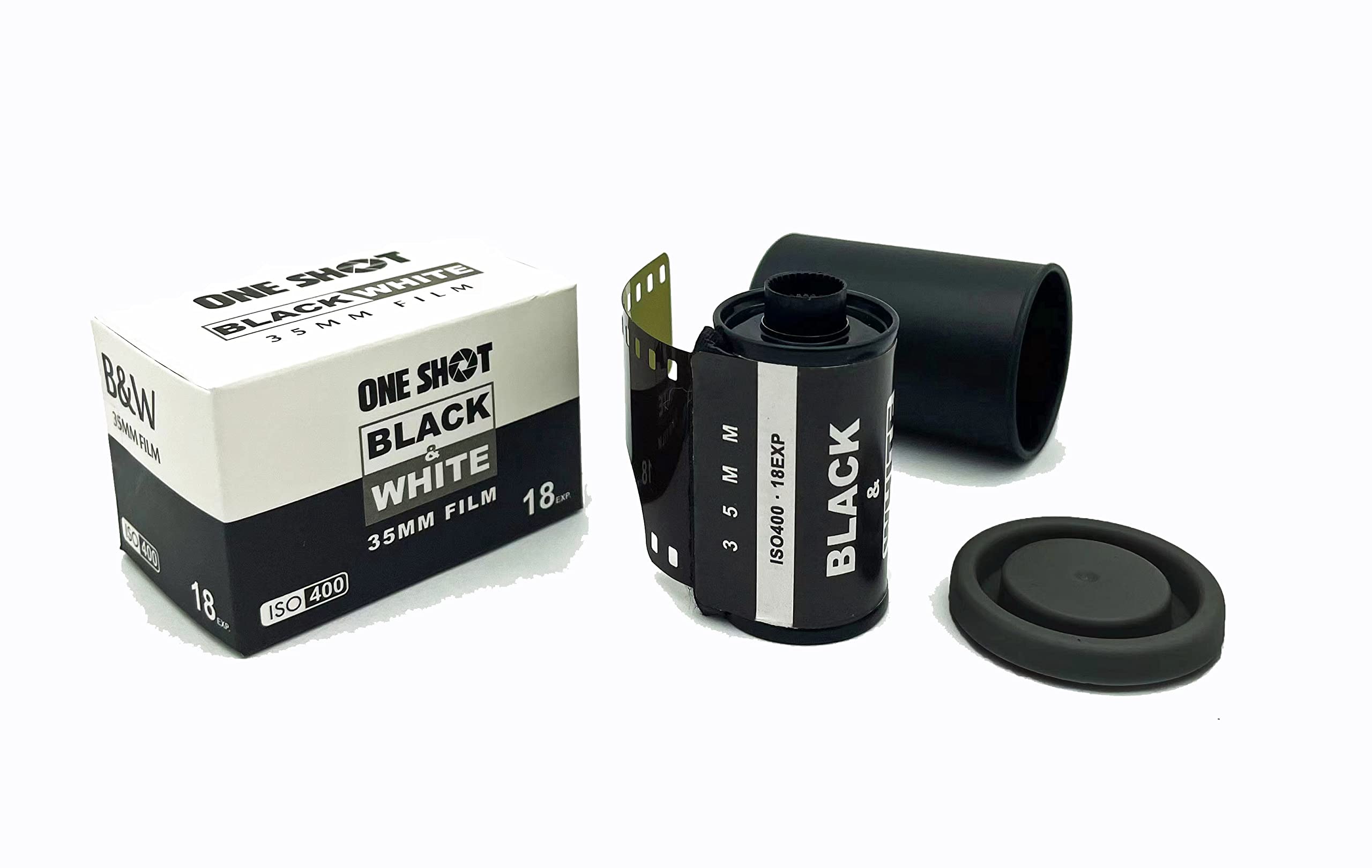 1 Shot Point and Shoot - Fotocamera a pellicola da 35 mm, riutilizzabile, con flash integrato, 1 rotolo ASA/ISO 400, pellicola in bianco e nero 18 Exp., (36 scatti) batteria non inclusa (colore verde)