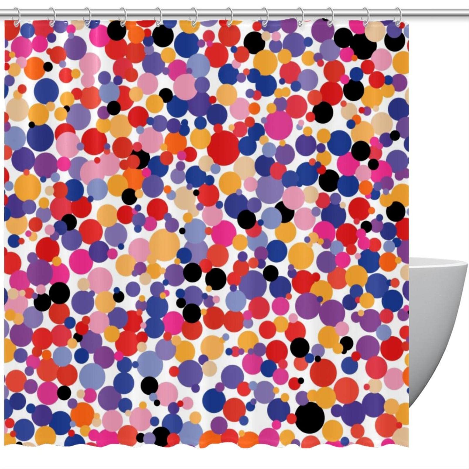Rideau de douche imperméable anti-éclaboussures à pois 183x183cm
