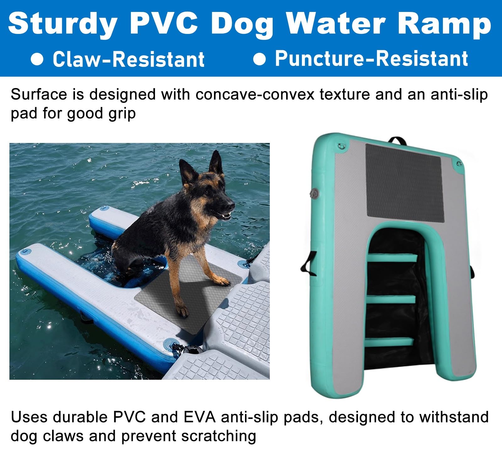ERRULAN rampa de Agua para Perros Rampa De Agua Inflable Grande para Perros, Escalera para Perros De 150x100 Cm, Resistente Y Antideslizante, Ideal para Piscinas, Lagos Y Playas(Yellow)