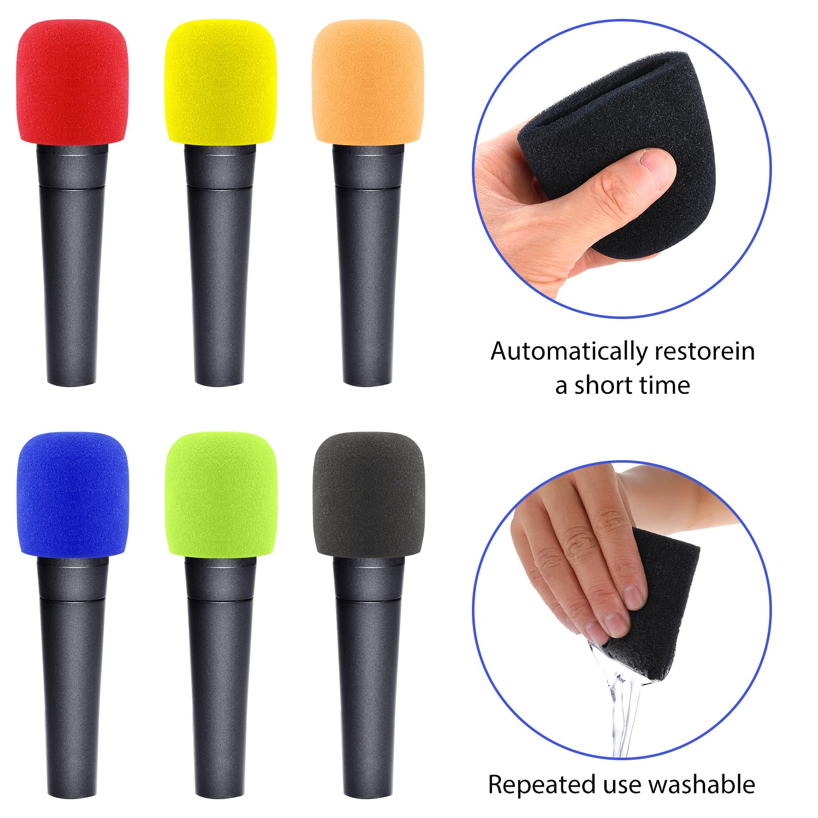 6 Coperture Microfono In Schiuma - Parabrezza Antivento, 70 Mm