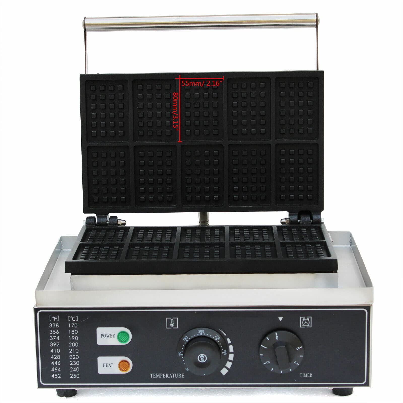 Gaufrier commercial, gaufrier 1500W à poêle antiadhésive, gaufrier électrique commercial pour usage commercial.