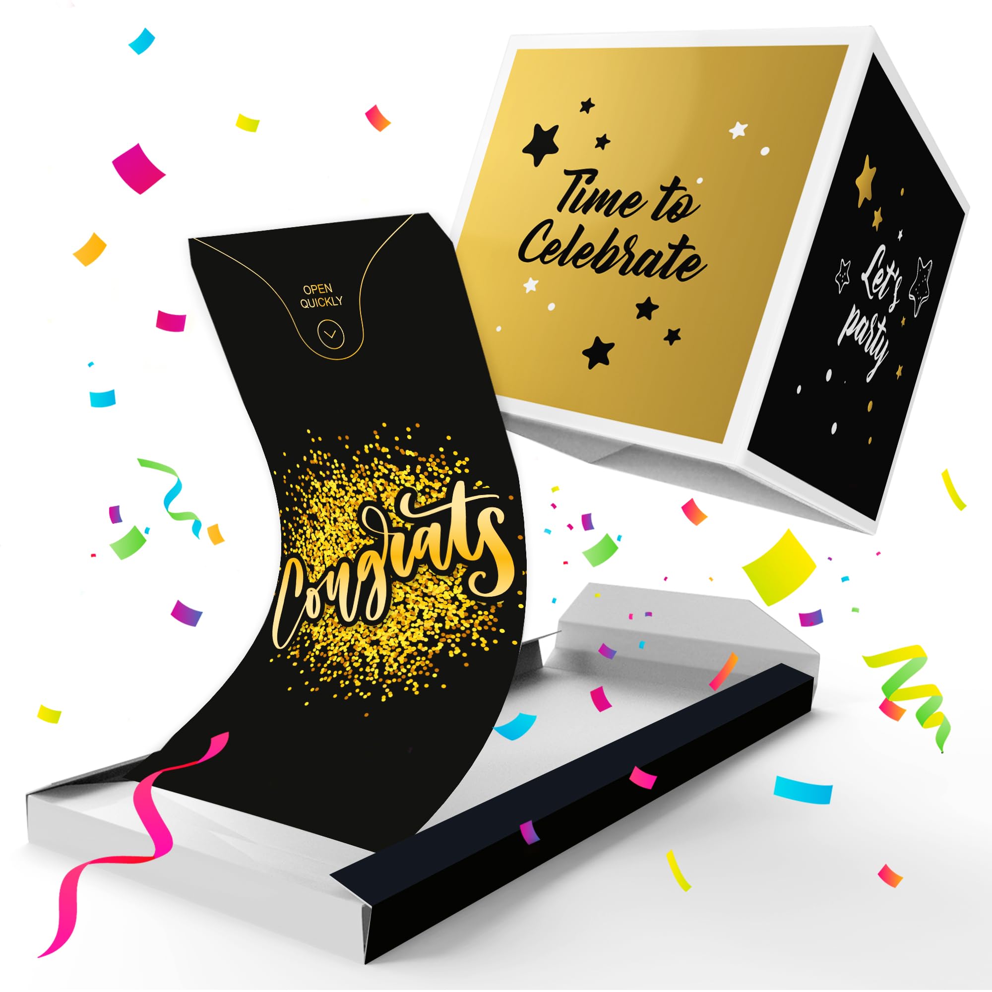 «BOOM» Congratulations Surprise Prank Card Exploding Confetti Pop up, Graduation, Engagement, Wedding, New job, new home, any Occasion