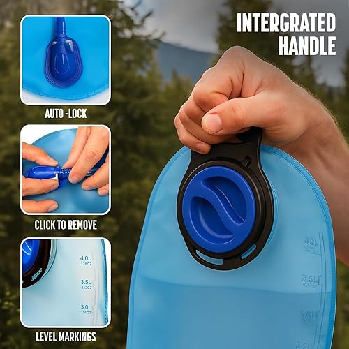 Miniatura 4 de Large 4L Water Bladder (135oz) Heavy-Duty Hydration Reservoir Bag (XL), Easy-Fill Wide Mouth Opening, Leak-Proof Tube with Easy-Valve Drinking Straw