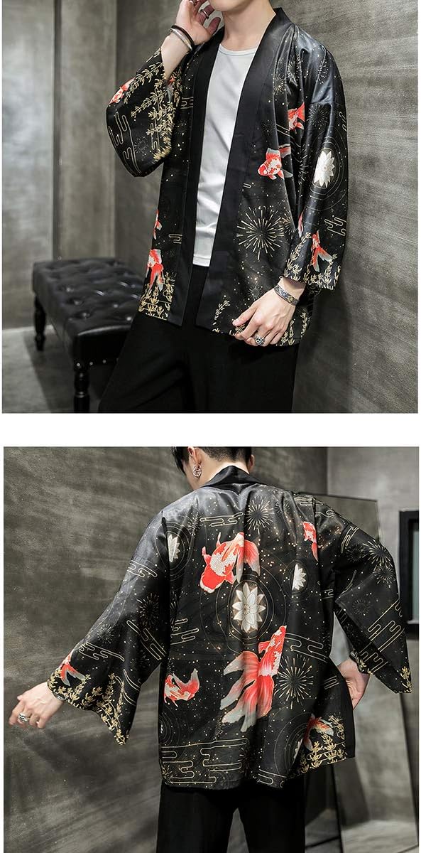 Seidarise Men's Haori Jacket Kimono Cardigan Yukata Noragi Happi Coat - Image 3