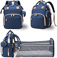 Vista 14 de Bolsa de pañales con cambiador, mochila de pañales 3 en 1 para bebé Verde-azul-rojo