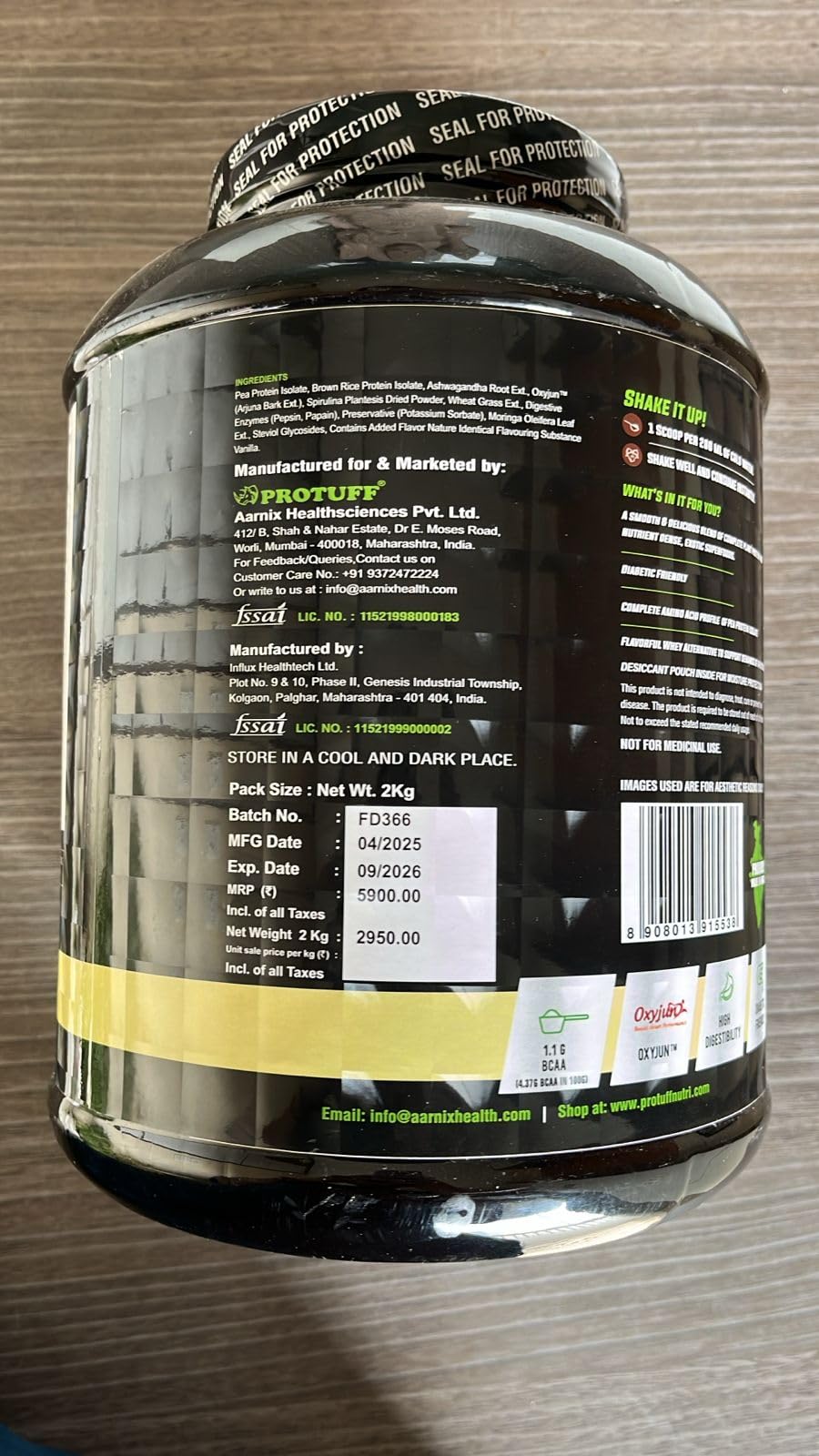 Amazon.com: PROTUFF Proteína vegetal en polvo, vainilla 4.4 lbs