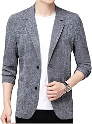 Blazer masculino casual slim fit botão lapela entalhada terno formal respirável macio manga 3/4 negócios
