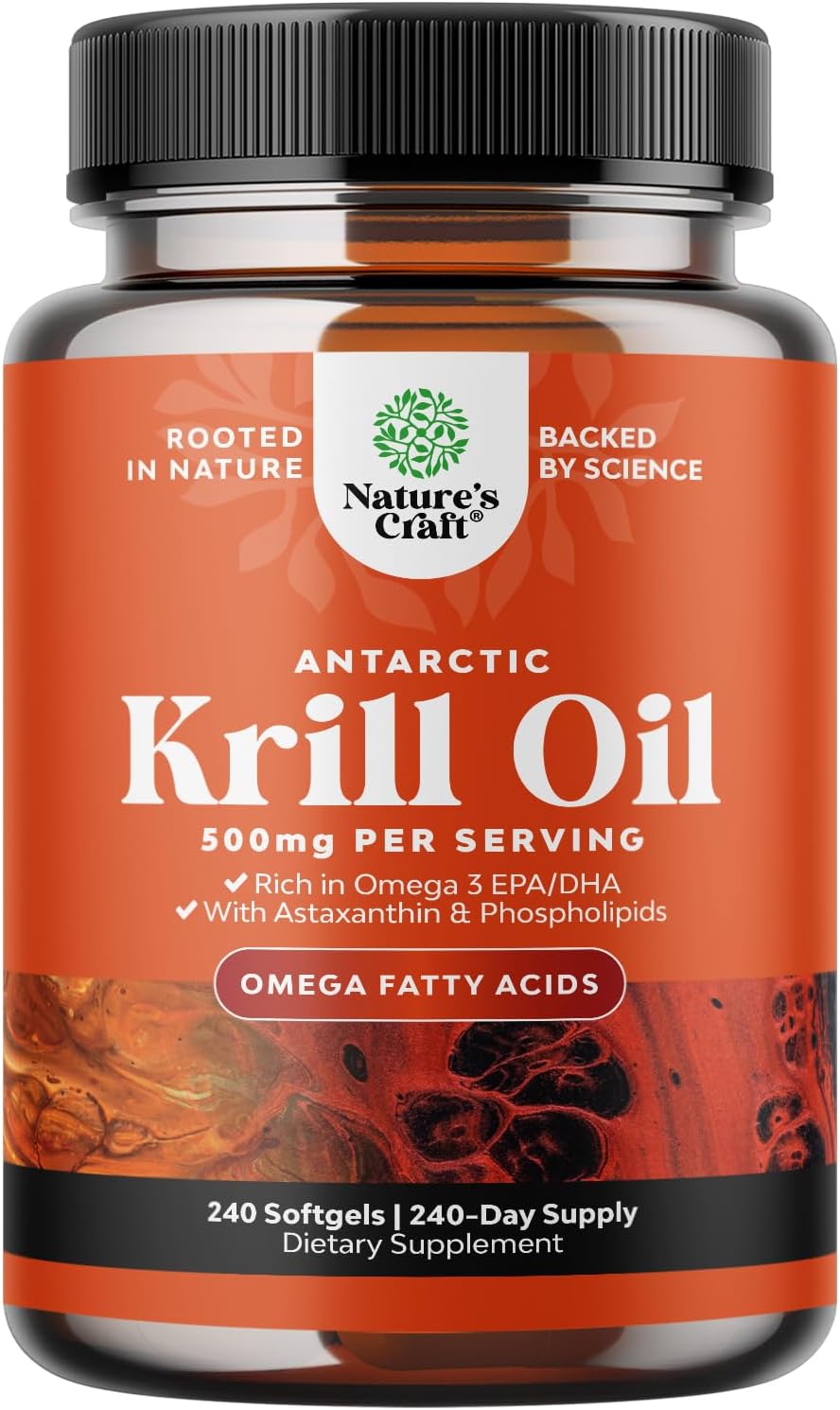 Antarctic Krill Oil Softgels - Omega 3 Krill Oil Supplement with EPA DHA & Astaxanthin for Brain & Healthy Heart Health - No Gluten GMOs or Fishy Aftertaste - 240 Count