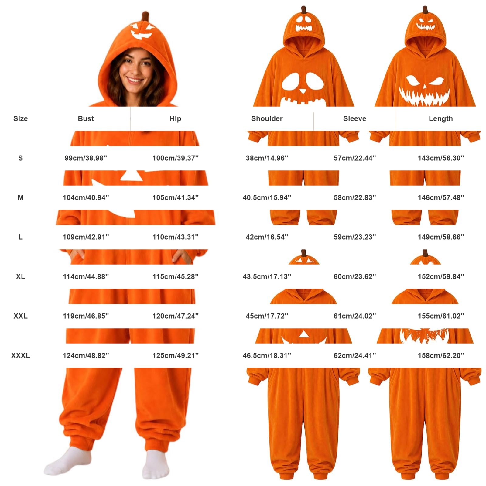 Tuta da donna per Halloween, soffice, con cerniera