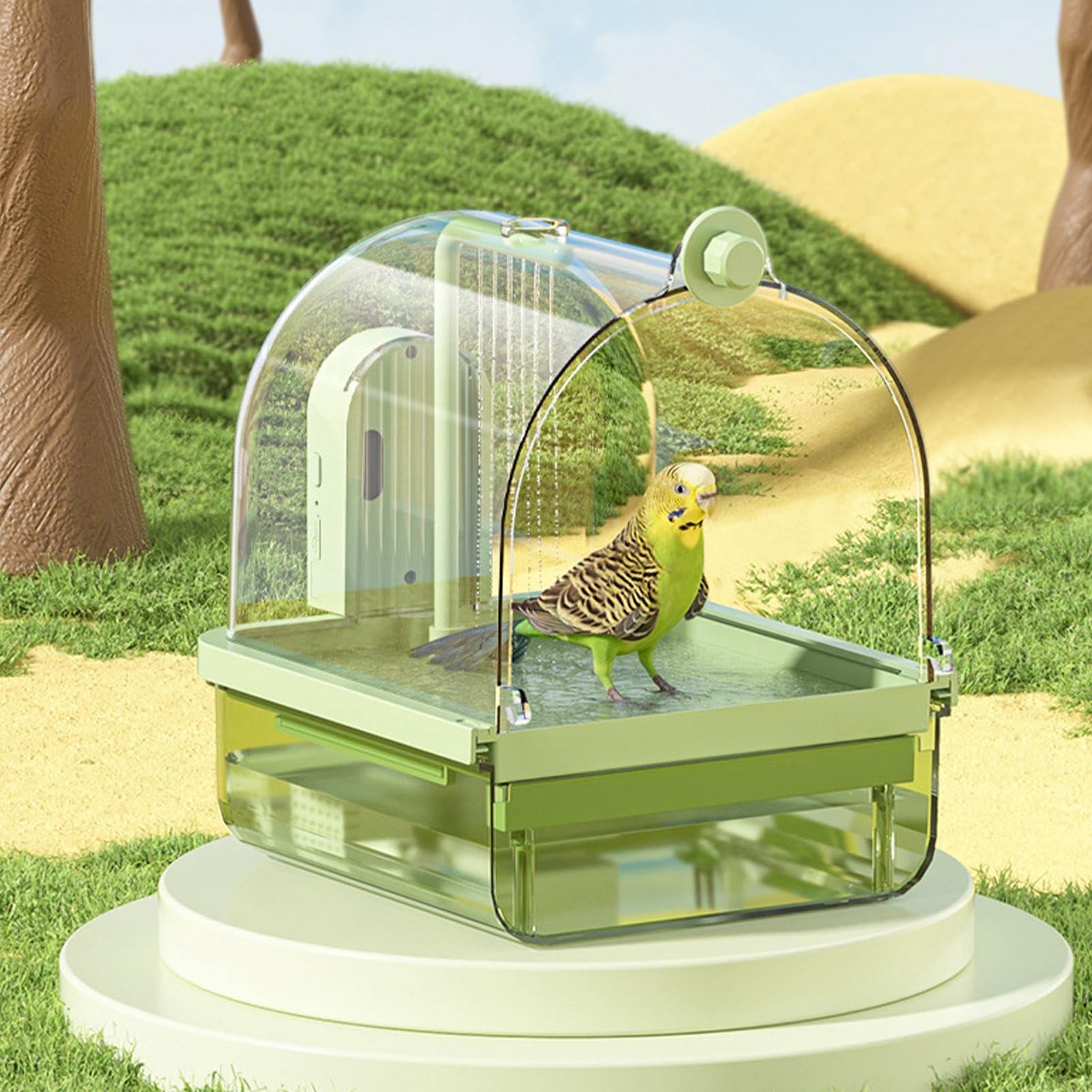 Vogelbad Für Käfig, Automatisches Vogelbad, Multifunktional Vogel Badewanne Für Zucht Reise Show Außenflugvoliere, Grün
